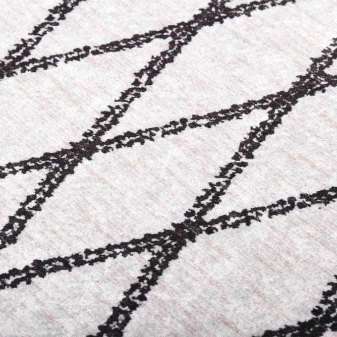 vidaXL - Vloerkleed - wasbaar - 80x300 - cm - wit - en - zwart