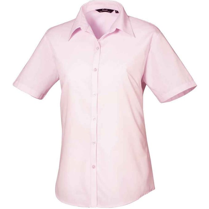 Premier Dames/Dames Popeline Blouse met Korte Mouwen (Roze)