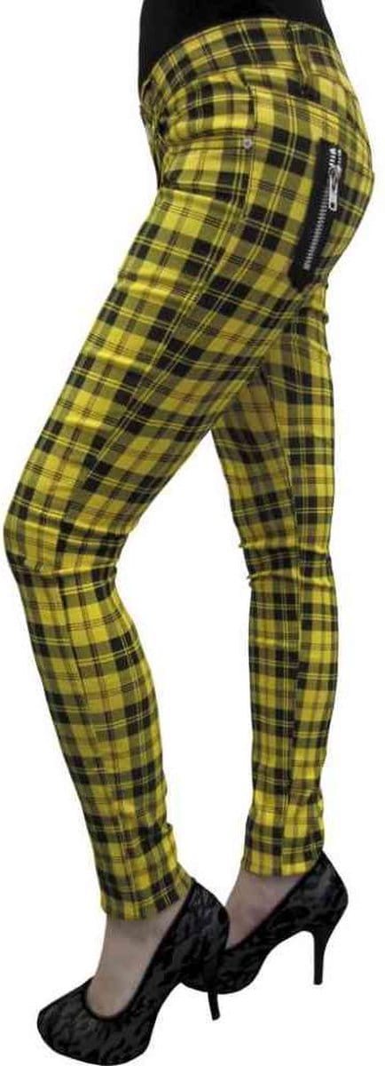 Banned - Check Skinny fit broek - S - Geel