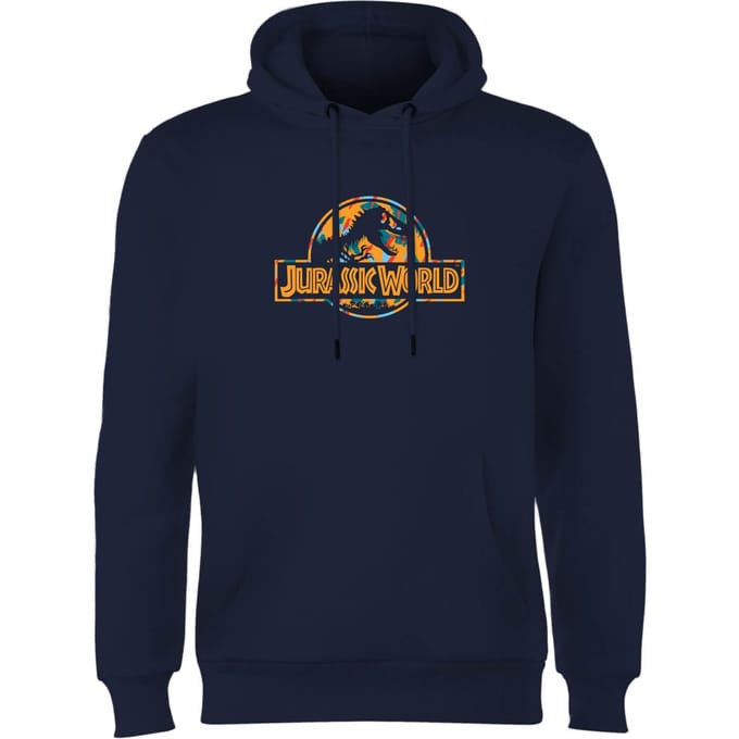 Jurassic Park Logo Tropical Hoodie - Navy - S