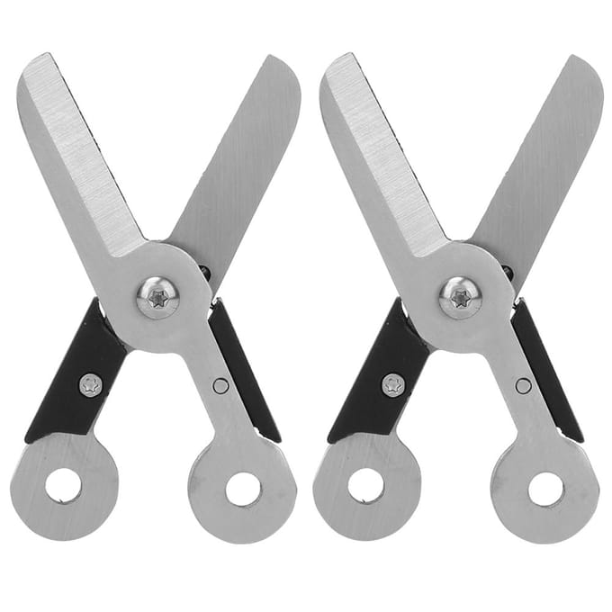 2 Pièces Mini Portable Acier Inoxydable Anti Perte Porte-Clés Ciseaux Extérieur Voyage Cisailles gray