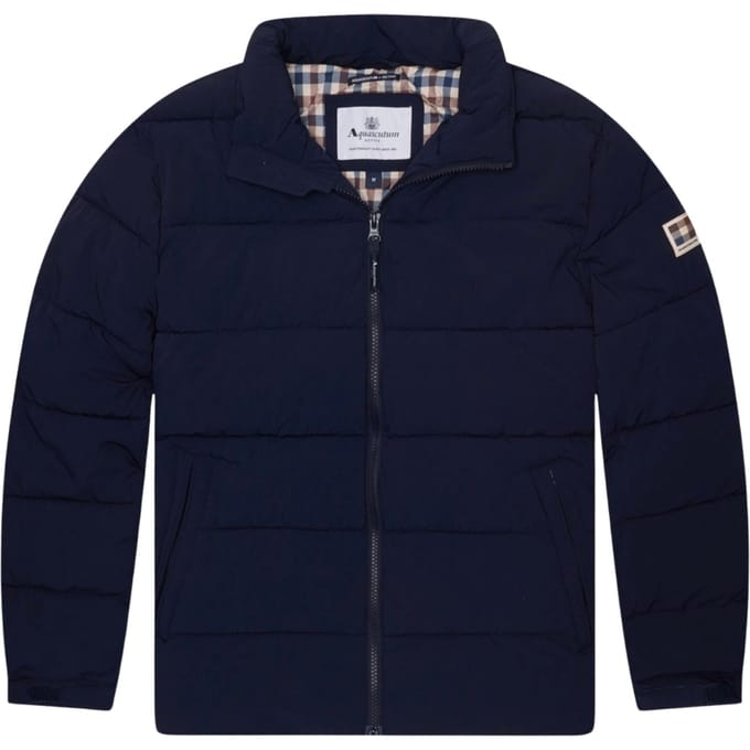 Aquascutum Active Sp Marineblauwe Pufferjas Met Opstaande Kraag