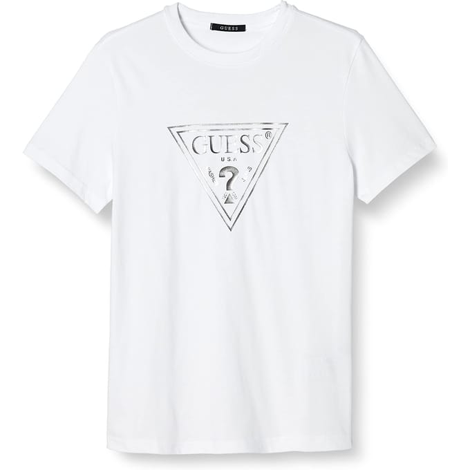 Guess T-shirt Large Heren Klein/Mouw Shirt, Wit,