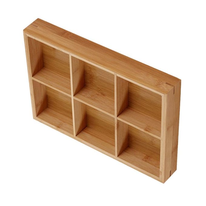Houten Tray met Meerdere Compartimenten Serveerplateau voor Hot Pot Restaurants Sushibord Type 2 brown