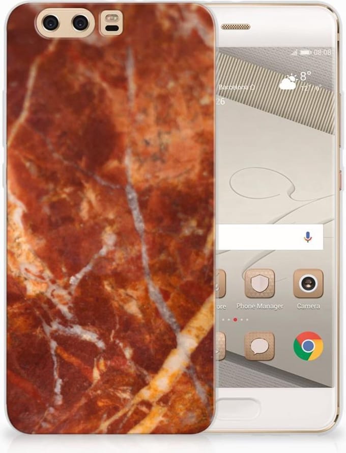 Huawei P10 Plus TPU Siliconen Hoesje Marmer Bruin