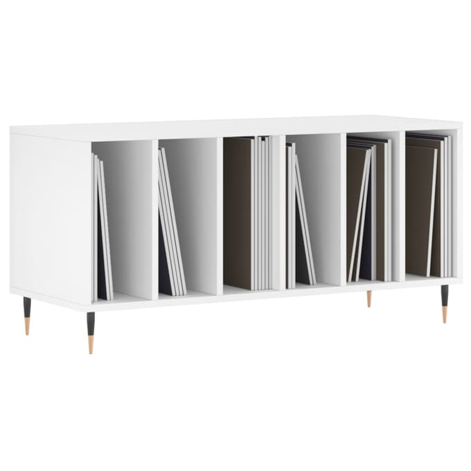vidaXL - Platenkast - 100x38x48 - cm - bewerkt - hout - wit