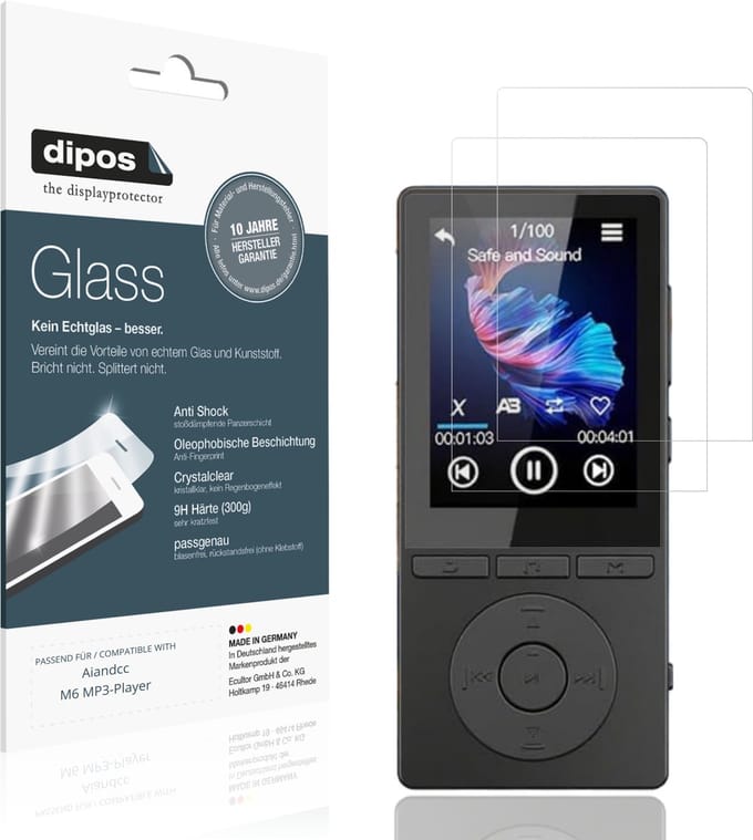 dipos – 2x Pantserfolie geschikt voor Aiandcc M6 MP3-Player | 9H Screenprotector