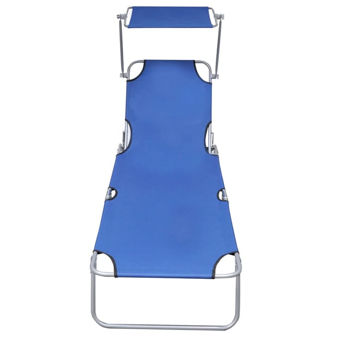 vidaXL - Ligbed - inklapbaar - met - luifel - aluminium - blauw