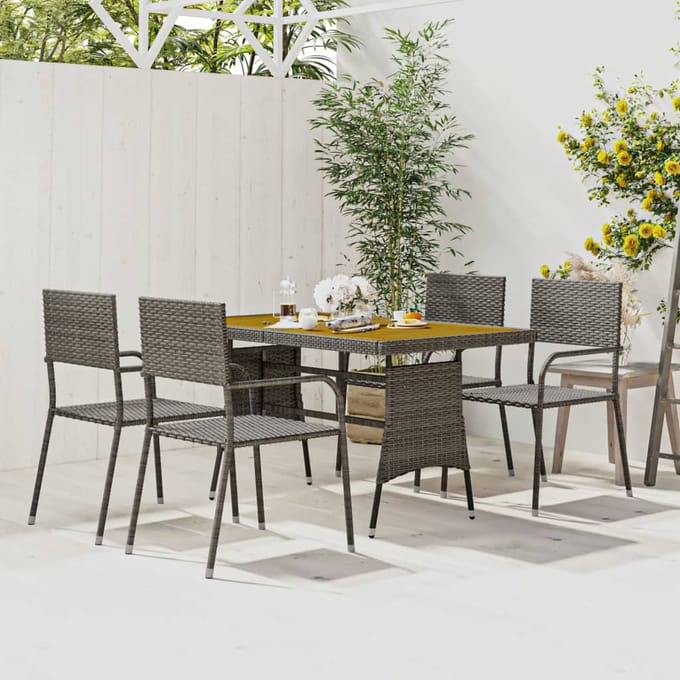 vidaXL - 5-delige - Tuinset - poly - rattan - grijs