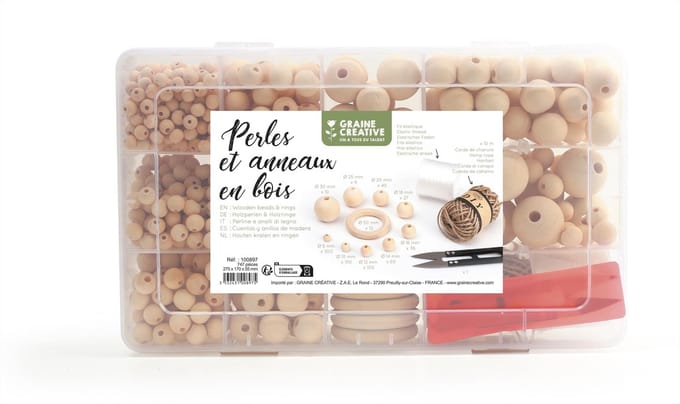 Graine Creative houten kralen set 747 stuks - creatieve knutseldoos.
