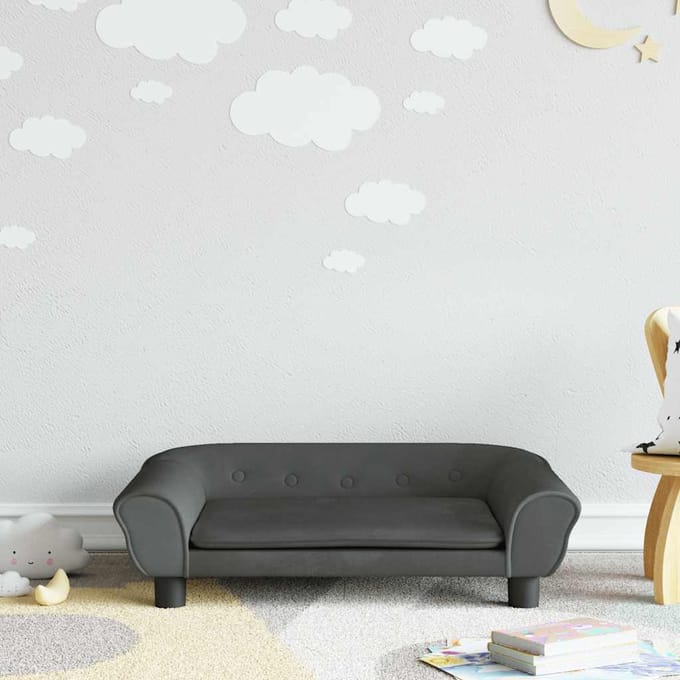 vidaXL - Kinderbank - 70x45x26 - cm - fluweel - donkergrijs