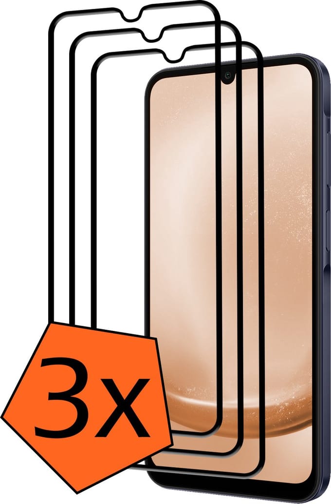 Screenprotector - 3 Stuks - Geschikt voor Samsung Galaxy A25 - Full Cover - Gehard Glas - Beschermglas - Tempered Glass - Screen Protector