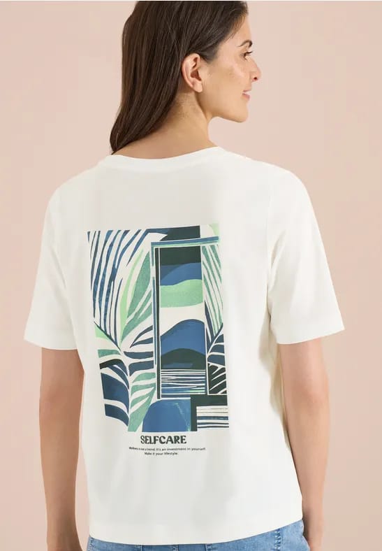 Shirt met ronde hals en opdruk op de rug