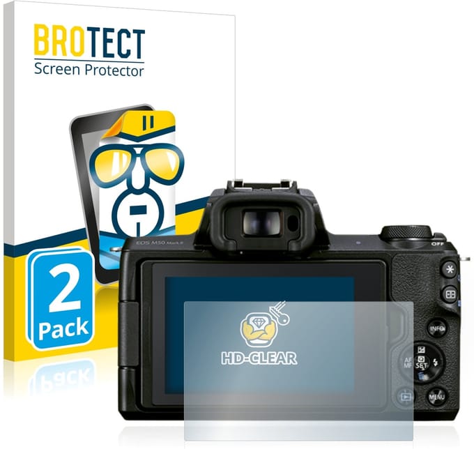BROTECT - Screenprotector voor Canon EOS M50 Mark II - Folie Beschermfolie transparant 2 Stuks