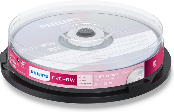 Philips DVD-RW - 4,7GB - Speed 4x - Spindle - 10 stuks - DN4S4B10F