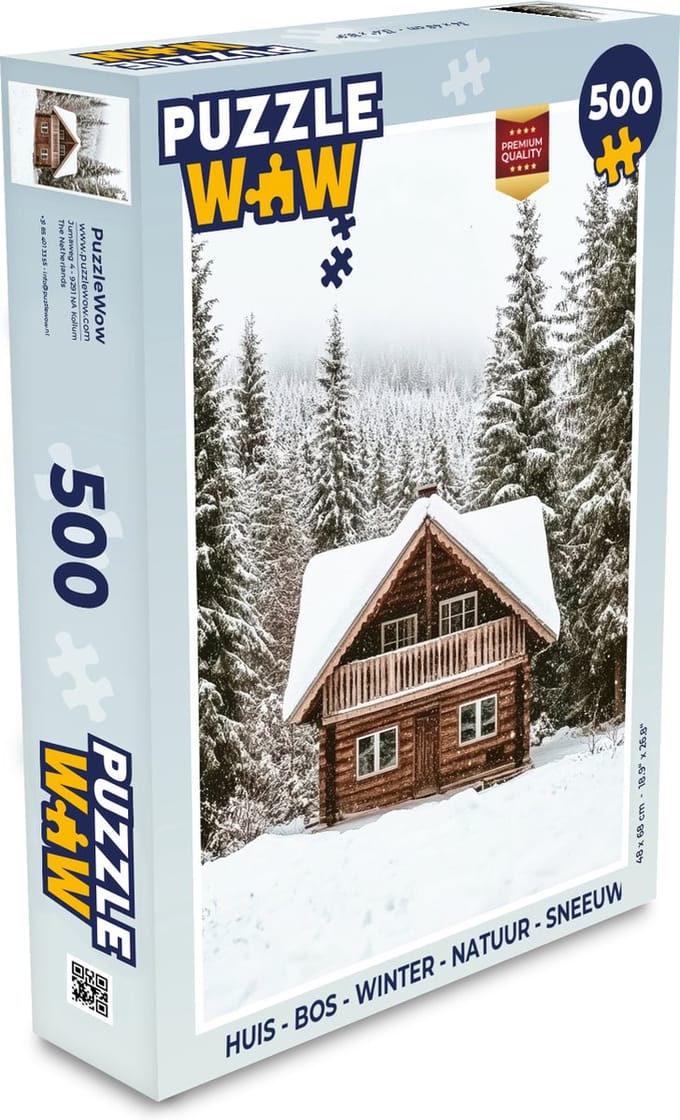 Puzzel Huis - Bos - Winter - Natuur - Sneeuw - Legpuzzel - Puzzel 500 stukjes