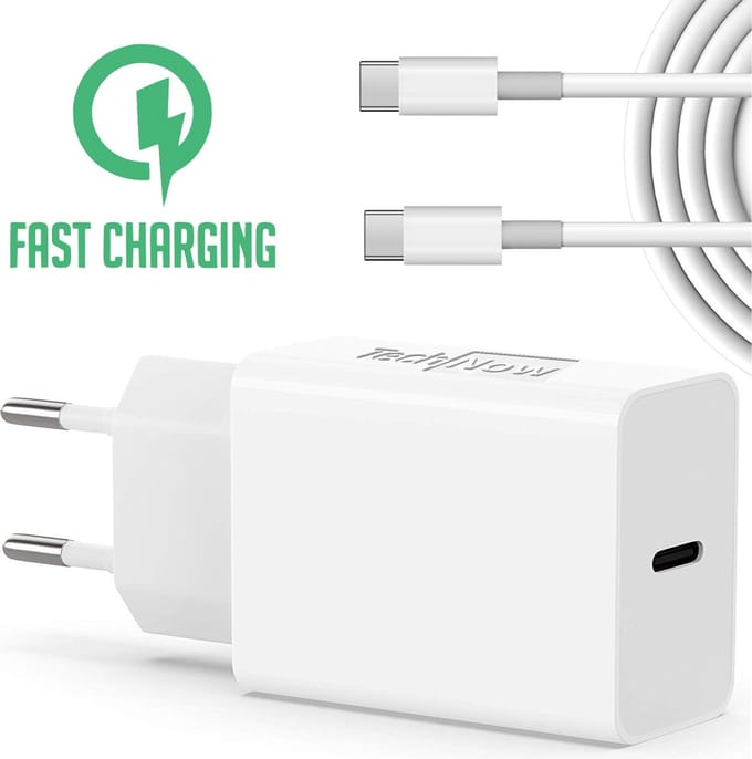 Snellader USB C Oplader - Adapter met USB C Kabel - USB C naar USB C - Universeel voor Telefoon / Tablet / Smartphone / GSM