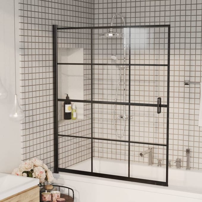 vidaXL - Douchewand - 116x140 - cm - ESG - zwart