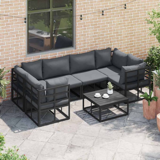 vidaXL - Tuinbank - Set - 6 - st - Zwart - Aluminium