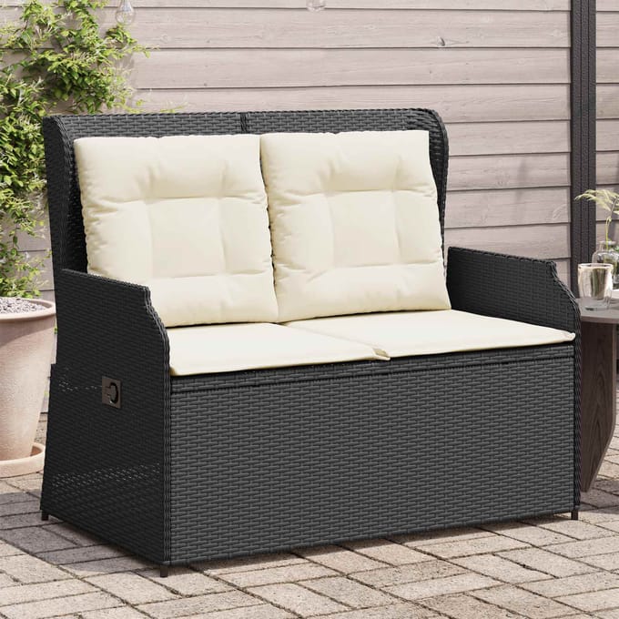 vidaXL Tuinbank Zwart poly rattan