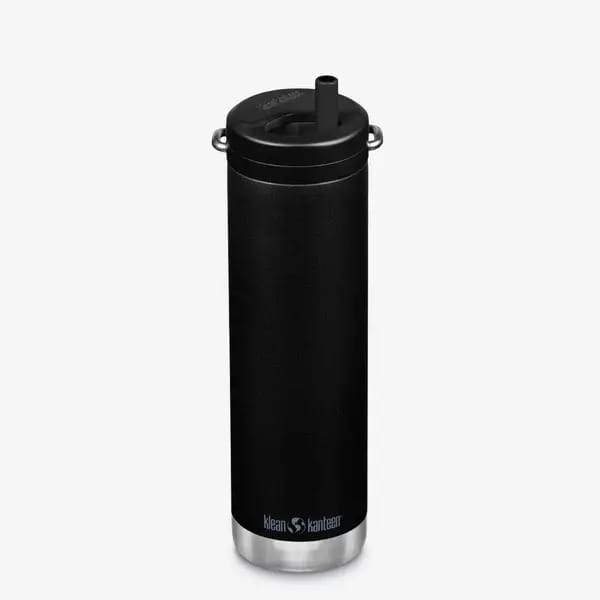 Klean Kanteen TKWide 592ml - Twist Cap Black- geïsoleerd - met rietje