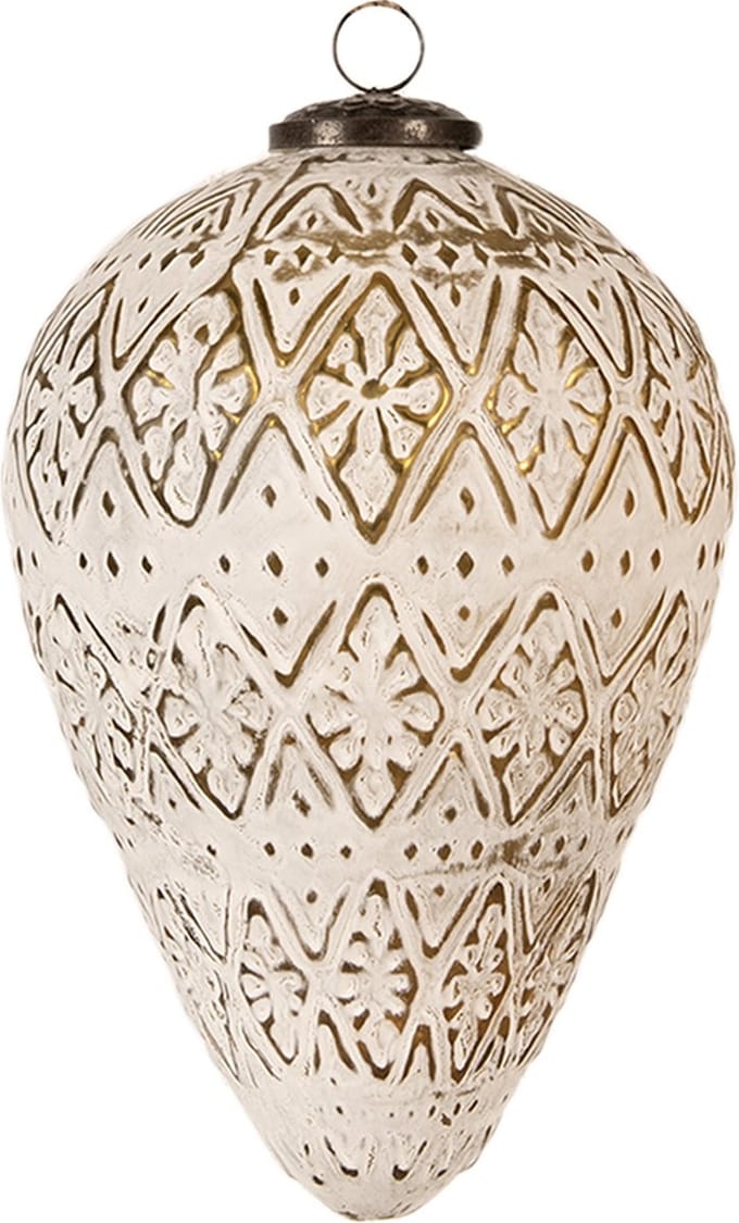 Clayre & Eef Kerstbal Overig 21 cm Wit Glas Kerstballen