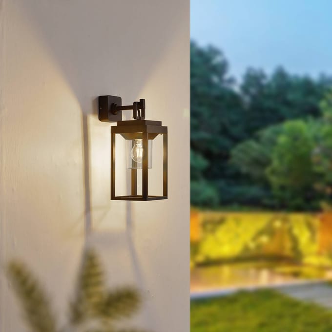 Lucande - Wandlamp buiten - 1licht - Aluminium, acryl - H: 43 cm - E27 - zwart