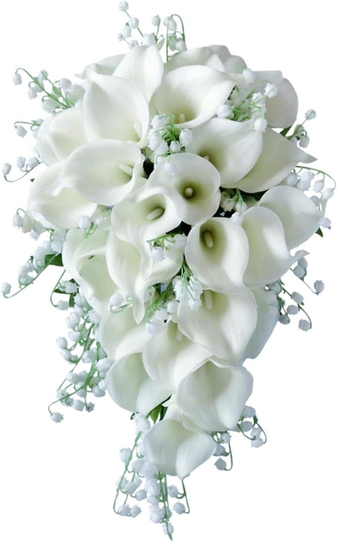 Bruidsboeket - Zijden bloemen - Bruiloft decoratie - Levensechte elegantie - 45x25 cm - Wit
