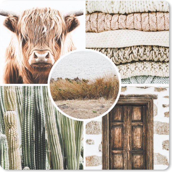 Muismat 20x20 cm - Mousepad Schotse hooglander - Collage - Bohemian - Muismatten