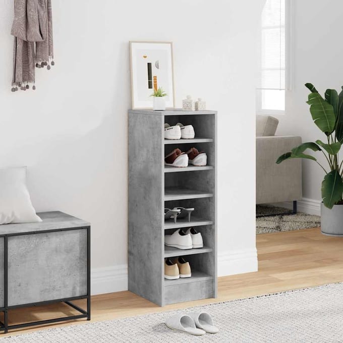 vidaXL - Schoenenkasten - 31,5 - x - 35 - x - 90 - cm - Betongrijs