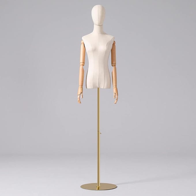 Dames Etalagepop - Kledingpop Paspop - Kleding Presenteren - Verstelbare Hoogte - 37cm Schouder - Zandkleur