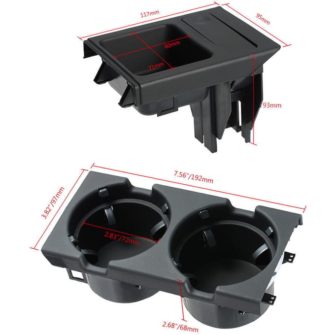 Auto Voorkant Middenconsole Bekerhouder + Munthouder Lade voor BMW 3Serie E46 1998-2004 Zwart black