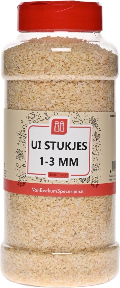 Van Beekum Specerijen - Ui Stukjes 1-3 mm - Strooibus 400 Gram
