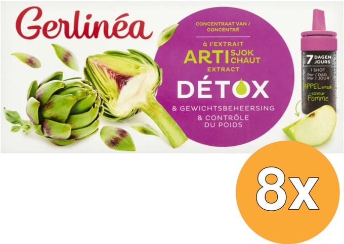 8x Gerlinéa Detox Shot Artisjok met appelsmaak (7 x 10 ml)