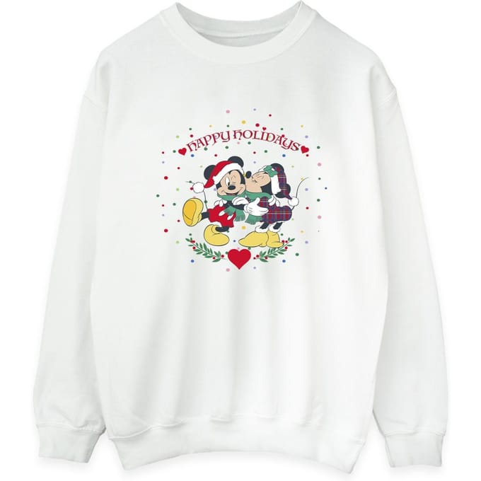 Disney Dames/Dames Mickey Mouse Mickey Minnie Kerstmis Sweatshirt (Wit)