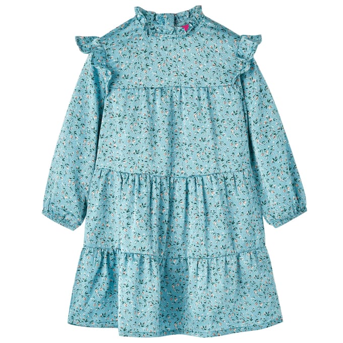 vidaXL - Kinderjurk - met - lange - mouwen - 116 - blauw