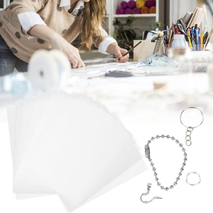Krimpkous Folie Set DIY Oorbellen Sleutelhanger Spelden Printbaar Krimpend Materiaal20145-2# white