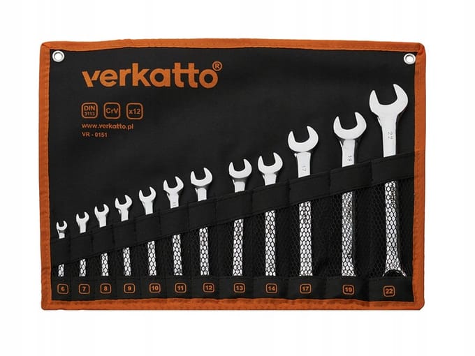 Verkatto Ringsleutel Set 6-22mm, 12 Delig, Chroom-Vanadium Staal