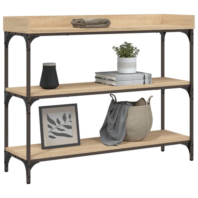 vidaXL - Wandtafel - met - schappen - 100x30x80 - cm - sonoma - eikenkleurig