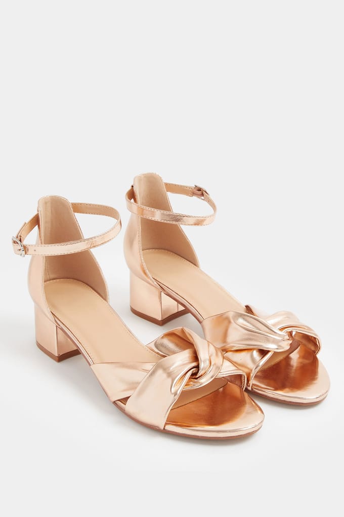 Yours Roségouden Twist Voorste Low Block Hak In Wide E & Extra Wide Eee Pasvormsize 42E