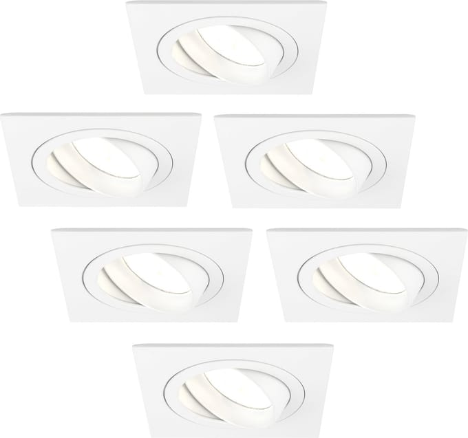 Ledvion - 6X LED Inbouwspot Sevilla - Dimbaar - 3W - 2700K - Ø92 mm - Wit