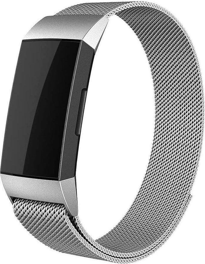 YPCd® FitBit Charge 4 bandje - Zilver - Milanees Roestvrij Staal - Large