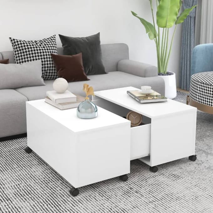 vidaXL - Salontafel - 75x75x38 - cm - bewerkt - hout - wit
