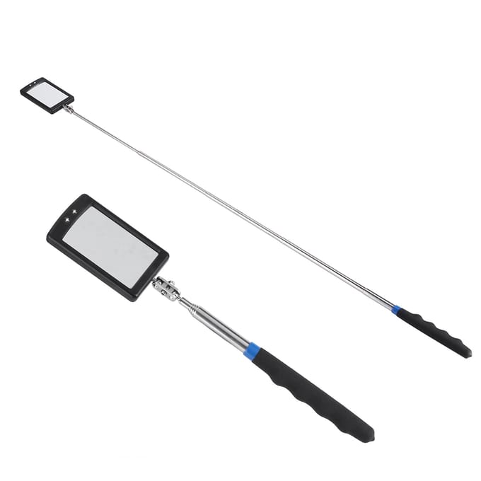 Miroir d'inspection télescopique, flexible et réglable, éclairé par LED, pivotant à 360 degrés, outil extensible white