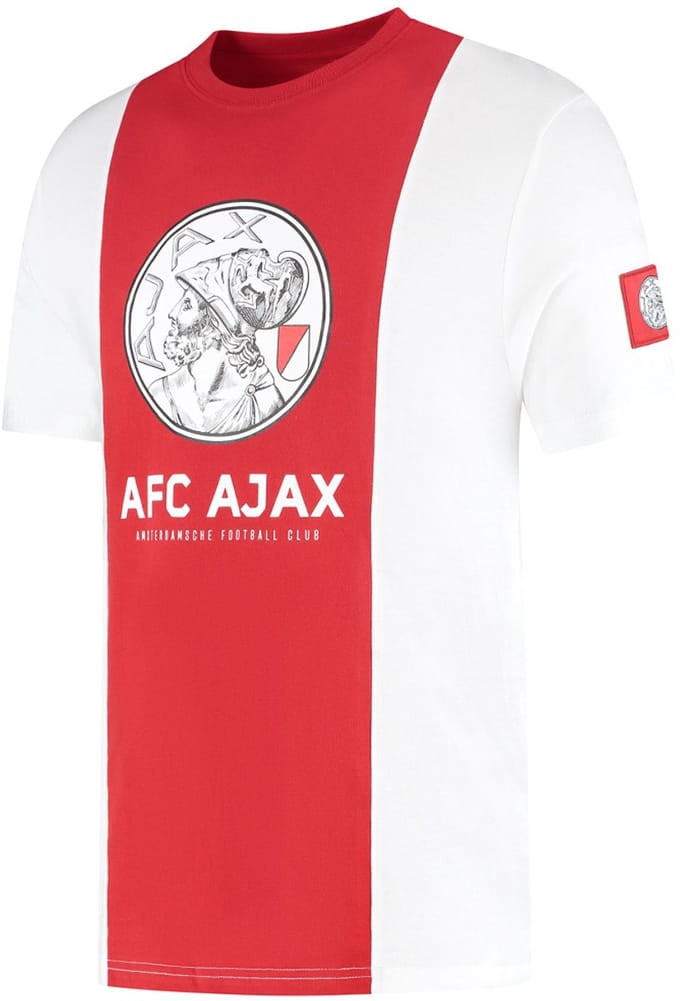 Ajax T-shirt Wit Rood Wit Oud Logo Volwassenen M - 100% katoen