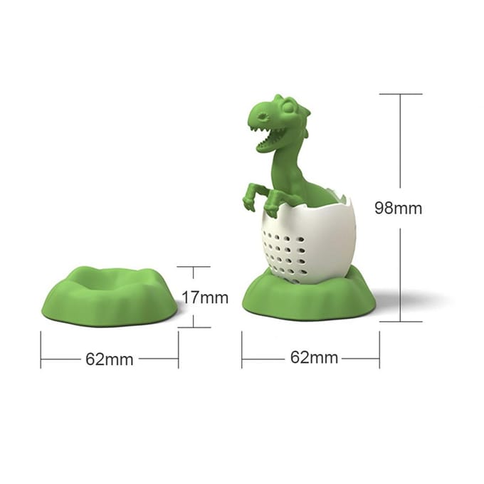 Dinosaurusvormig Theefilter Silicone Thee-infuser Herbruikbaar Theezakje Zeef beige