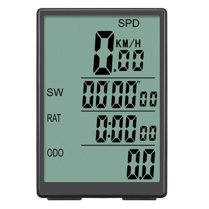 Fietscomputer Draadloze Fietscomputer Waterdichte Snelheidsmeter met Groene LCD-achtergrondverlichting zwart