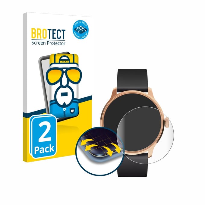 BROTECT - Screenprotector voor Withings ScanWatch Light - Folie Beschermfolie transparant volledig dekking - 2 Stuks