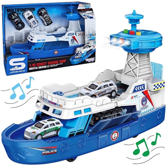 Woopie Interactieve Politie Patrouilleboot - Schaal 1:16 + 3 Auto's - UNI