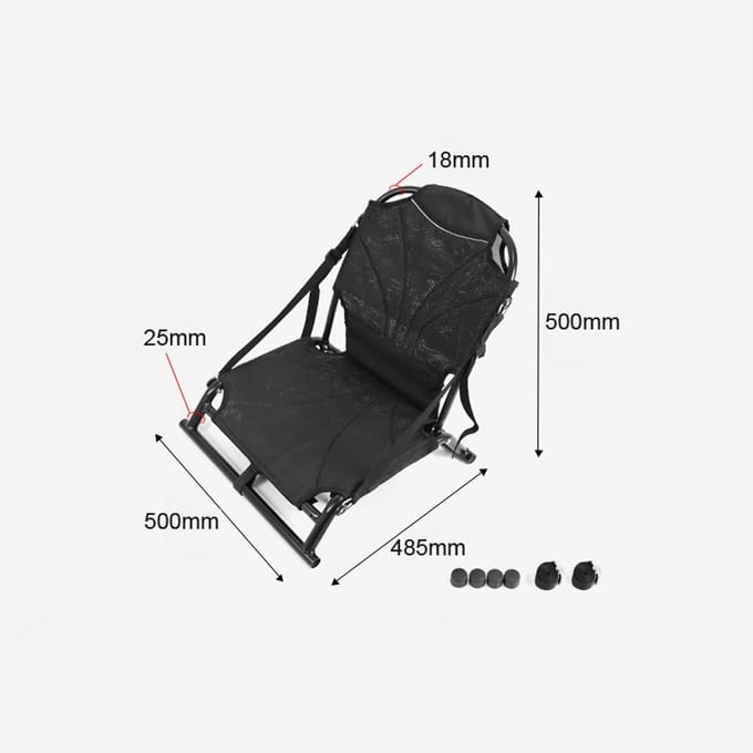 Kano Kajak Stoelen Stalen Stang Surfplank Stoel met Rugleuning Opblaasboot Lichtgewicht Opvouwbaar zwart